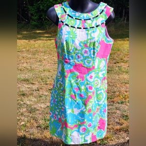 Lilly Pulitzer Lindy Shift Dress Beaded Neckline 0
